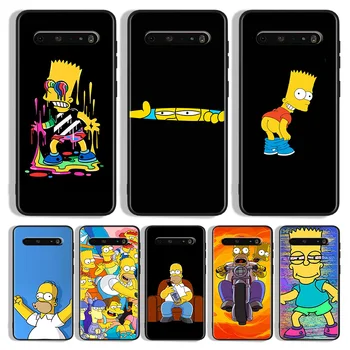 Animasyon Simpsons Telefon Kılıfı İçin LG K 92 71 51S 42 30 22 20 50S 40S Q60 V 60 50S 40 35 30 G8X G8S ThinQ Siyah Kapak