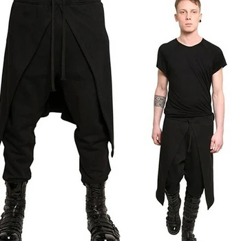 2022 Marka Serin Erkek Gotik Punk Tarzı harem pantolon Siyah Hip-Hop Giyim Gevşek pantolon İpli Baggy Dans Kasık Pantolon