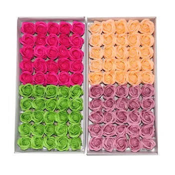 50 Adet Renkli Sabun Gül Çiçek Kafa Ucuz yapay çiçek Düğün Dekorasyon İçin Sevgililer Günü Hediyesi Ziyafet Ev Dekorasyon