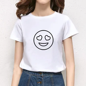T Shirt Harajuku Kadın Moda İfade Tema Baskılı kısa kollu tişört Beyaz Uygun Tüm Mevsim Tişörtleri