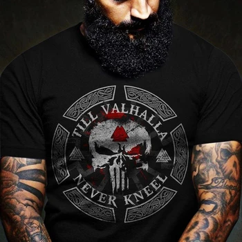 Valhalla T-Shirt Viking Gömlek Erkekler İçin Viking Miras T-Shirt İskandinav Odin Tee Thor'un Çekiç Tee Gömlek