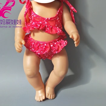 Kırmızı bikini seti yüzmek kap seti bebek bebek yaz seti için de uygun 18 inç 45cm bebek