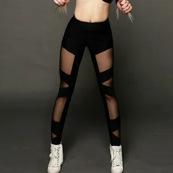 Bayanlar Yüksek Bel Örgü Kadın Pantolon Kadın Hızlı Kuru Yeni Casual Leggins Spor Nefes Push Up Pantolon Ropa Mujer