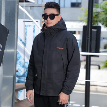 8305 Moda Erkek Kapüşonlu Ceket Gevşek Rahat Basit Dayanıklı Siyah Dış Giyim Moda Fermuar Fly Günlük Renk Kontrast Serin Gençlik Ceket