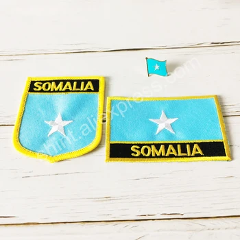 Somali Ulusal Bayrak Nakış Yamaları Rozeti Kalkan Ve Kare Şekli Pin Bir Set Bez Kol Bandı Sırt Çantası Dekorasyon
