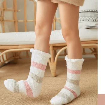 Kadın Kalınlaşmış Kadife Kat Çorap Sonbahar Kış Ev Terlik Çorap Sıcak Uyku Halı Yün örme çorap Buzağı Anti Kayma Çorap