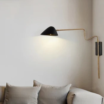 Modern döner uzun kutup duvar ışık LED Serge Mouille yatak odası için lamba oturma odası çalışma İskandinav ev dekorasyon şafak duvar aplik
