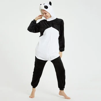 3D Panda Kigurumi Pijama Karikatür Onesies Yetişkinler İçin Hayvan Tek Parça Takım Elbise Pijama Pijama Cadılar Bayramı Cosplay Kostüm Bodysuit
