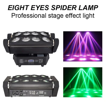 Mini LED 8x10W RGBW hareketli kafa ışın ışık LED örümcek ışın sahne aydınlatma DMX - 512 için uygun DJ gece kulübü parti