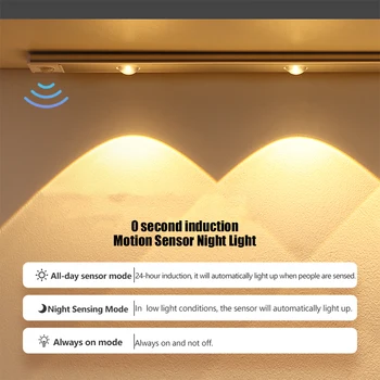 USB Şarj Edilebilir Hareket Sensörü Gece Lambası Ultra İnce LED şerit lamba Yatak Odası Dolapları için Akıllı Mutfak Dolap Odası Aydınlatma