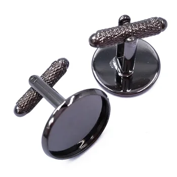 Tunç Siyah 12mm 14mm 16mm 18mm 20mm Yuvarlak Çerçeve Kol Düğmeleri Taban Manşet Kol Düğmesi Boşlukları Arka Cabochon Takı Bulguları CL014