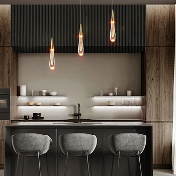 Modern LED lüks kristal kolye ışıkları basit Bar sayacı mutfak dekoru asılı lamba merdiven süspansiyon aydınlatma