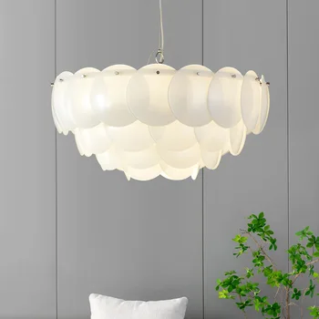 E14 Post Modern cam parça avize yuvarlak asılı ışık lamba sanat ev tasarımcı yemek oturma odası Nordic modeli armatür