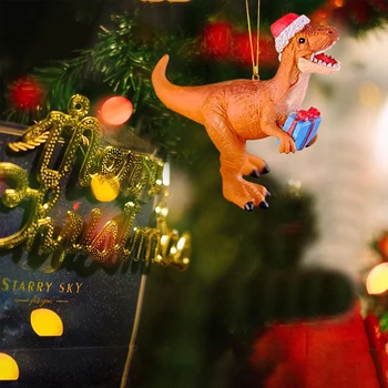 Karikatür Hayvan Noel Akrilik Noel Ağacı Süsler 2023 Merry Christmas Dinozor Pendantd Yeni Yıl Natale Noel Çift Ev Dekor