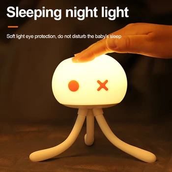 Çocuklar Gece Lambası Sevimli Denizanası Başucu Kreş Lamba USB Şarj Edilebilir Dokunmatik Kontrol yatak odası lambası Çocuk Ayarlanabilir Gece Lambası