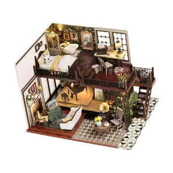 Demonte DIY Minyatür Dollhouse Kiti Miniaturas Oyuncaklar Dekorasyon