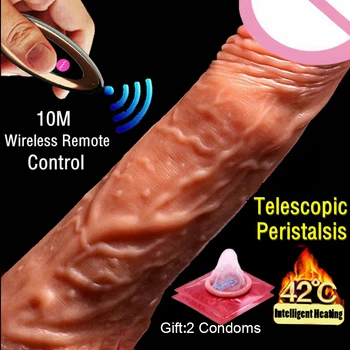Otomatik teleskopik peristalsis ısıtma yapay penis vibratör gerçekçi büyük Penis vibratör horoz seks yetişkin oyuncakları kadınlar için mastürbasyon