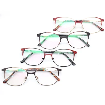 M012 Metal Kadın erkek klasik oval tasarım Optik Gözlük çerçeveleri iki ton gözlük hazır