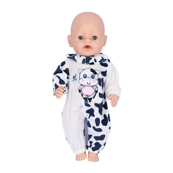 Oyuncak bebek giysileri Sığır Kostüm Tulum Ayakkabı Onesie Kıyafet Pijama 43 cm Yeni Doğan Bebek Bebek 18 İnç Bebek doğum günü hediyesi