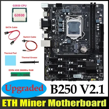 B250 V2. 1 ETH Madenci Anakart 12 PCIE + G3930 CPU + DDR4 4 GB RAM + SATA Kablosu + Anahtarı Kablosu + Termal Gres + Termal Ped
