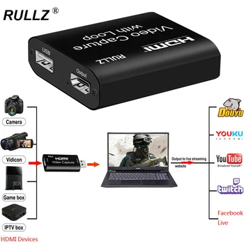 4K Döngü USB 2.0 Yakalama Kartı HDMI Ses Video Kapmak Kutusu PS4 Xbox Oyun DVD HD Kamera Kayıt Cihazı Canlı Akış Plakası
