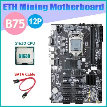 B75 12 PCIE ETH Madencilik Anakart + G1630 CPU + SATA Kablosu LGA1155 MSATA USB3. 0 SATA3. 0 DDR3 B75 BTC Madenci Anakart