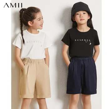 Amii Minimalizm Yaz Aile Eşleştirme Giyim Moda Anne ve Kızı Eşleştirme Kıyafetler kadın Gömlek Tops 22130070