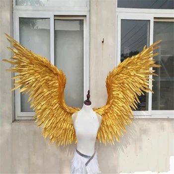 yeni!Kostümlü güzel Altın melek tüy kanatları 185cm peri kanatları Dans Fotoğrafçılığı Ekran Parti düğün süslemeleri