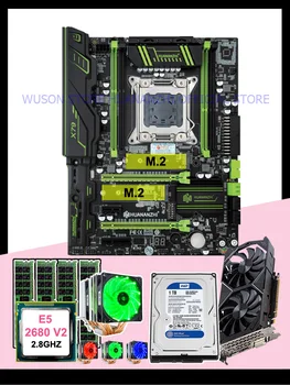 HUANANZHI X79 Süper Anakart Combo Xeon E5 2680 V2 10 Çekirdek CPU Soğutucu (4*8G)32G RAM REG ECC GTX1050Tı 4G Ekran Kartı 1TB HDD