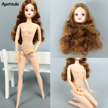 Çıplak Vücut Licca Bebek PERUK Barbie 12 Eklemler Vücut+ Kafa Kıvırcık saç Dalgalı Saç Kahverengi Kafa 1/6 BJD Bebek Aksesuarları