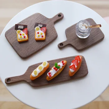 Kesme tahtası seti Çocuklar için Oyuncak Süs DIY Bebek Evi Minyatür Mutfak Çatal Dekorasyon Aksesuarları