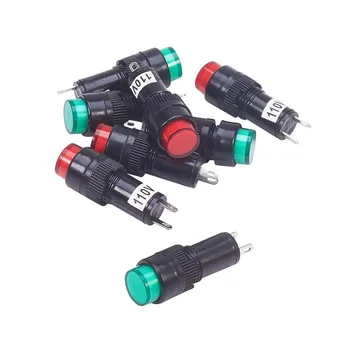 8 ADET NXD-211 35mm LED Plastik Gösterge 35mm Su Geçirmez Sinyal Güç 110V kırmızı + Yeşil Plastik Yuvarlak düğme ışığı