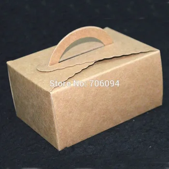 10 * 7 * 5 CM, 90 adet / grup, Ücretsiz Kargo taşınabilir kek kraft kağit kutu Kahverengi kraft el yapımı hediye kutuları, özel kutu logo kraft kağit kutu