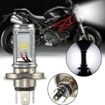 1 ADET Motosiklet H4 COB LED Far Hi / Lo ışın ön ışık lamba ampulü beyaz