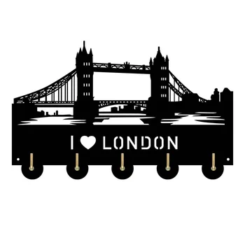 Seviyorum Londra Şehir Konumlar Ev Dekor Ahşap Duvar Kanca duvar askısı palto askılık portmanto Tuşları Çanta Elbise Çok Amaçlı Tuşları