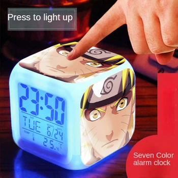 Anime Naruto Uchiha Sasuke Öğrenci Karikatür Yaratıcı aydınlık çalar saat Renkli ışık sıcaklık ekran alarmı saat