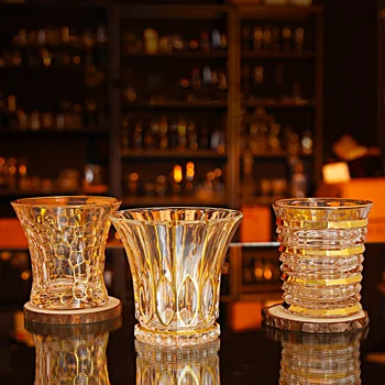 Viski Kristal Cam İçme ve Altın Kenar şampanya kadehi kokteyl bardakları Özgünlük Düğün Hediyesi Çevre Dostu Şeffaf Renk