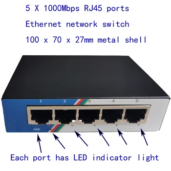 Ücretsiz kargo 5 Port 10/100/1000 Mbps Ağ Anahtarı CCTV NVR Gözetim, Lan, SOHO, IP Kamera ve VoIP