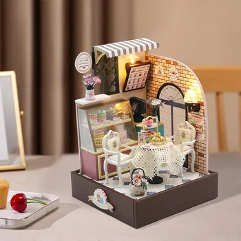 Dıy Mini Sahne Dollhouse Kitleri Ahşap Bebek Evleri Minyatür Dollhouse Mobilya Led Oyuncaklar Çocuklar İçin yetişkin doğum günü hediyesi