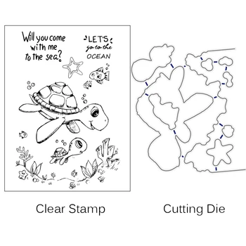 ZhuoAng Deniz Kaplumbağası Bebek Temizle Pullar Kesme Ölür İçin DIY Scrapbooking / Kart Yapımı / Albümü Dekoratif Silikon Damga El Sanatları