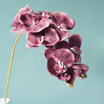 3 Adet Tek Şube 10 Kafaları Büyük Phalaenopsis yapay çiçek Dekorasyon Vazo Ev Aksesuarları Düğün Sahte Çiçek Orkide