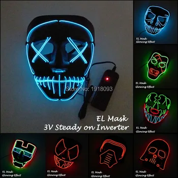 10 Stilleri Mevcut EL tel maskesi LED şerit ışık maskesi parlayan parti maskesi Cadılar Bayramı korkunç parti dekorasyon