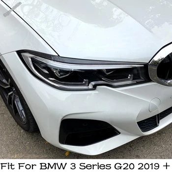 Far Kapağı Kaşları Başkanı İşık Lambası Göz Kapakları Dekor Kapak Trim Siyah / Karbon Fiber Dış BMW 3 Serisi İçin G20 2019 - 2022