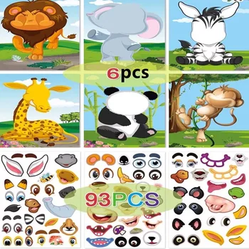 Çıkartmalar Komik Make-a-Face Hayvan yap-boz oyunları İnteraktif Oyuncaklar Çocuklar İçin Etiket Tanıma Eğitim Eğitim çocuk oyuncağı