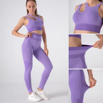 Spor kadın Eşofman Yoga Dikişsiz Seti Spor Tayt Spor Takım Elbise Spor Yelek Sutyen 2 Parça Koşu Kıyafetleri egzersiz kıyafetleri