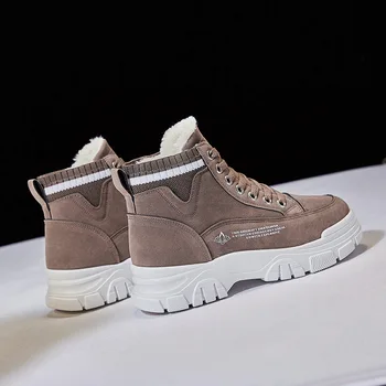 2021 Platform Sneakers Kışlık Botlar Kadın Moda Akın pamuklu ayakkabılar Kadın Kore Artı Kadife Sıcak kısa çizmeler Kadın bileğe kadar bot