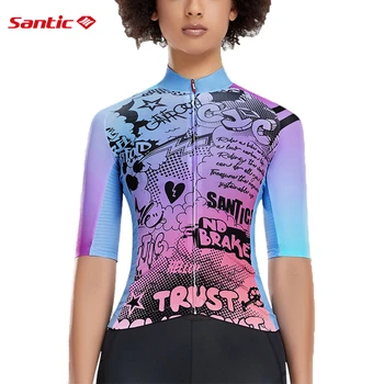 Santic 2022 Yaz Bisiklet Jersey Kadın Kısa Kollu Nefes Hızlı Kuru Bisiklet Gömlek dağ bisikleti Giyim Formaları Kadın