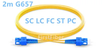 2 m SC LC FC ST PC UPC yama kablosu 2 çekirdek Dubleks Fiber yama kablosu, G657A Jumper, yama Kablosu 2.0 mm PVC OS2 SM Viraj Duyarsız