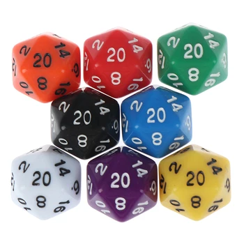 Etkisi D20 Zar masa üstü oyunu 20 Taraflı Veri Zengin Renkler Masaüstü Oyun Aksesuarları Masa Oyunu İçin Akrilik Dijital Zar