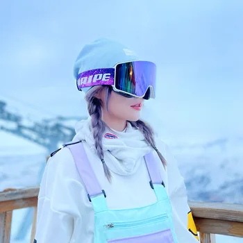 Silindir Kayak Gözlüğü erkek ve kadın Snowboard Kayak Gözlüğü Çift katmanlı Anti-sis Kayak Ekipmanları Gözlük